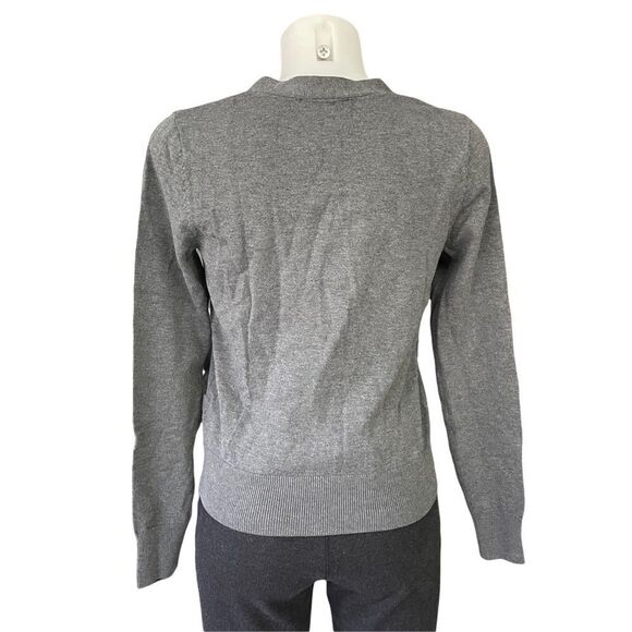 WOOLEN BLOOM FINE KNIT V NECK BUTTON‎ UP CARDIGAN/ SWEATER TOP GRAY SZ XS NEW! - Picture 5 of 10